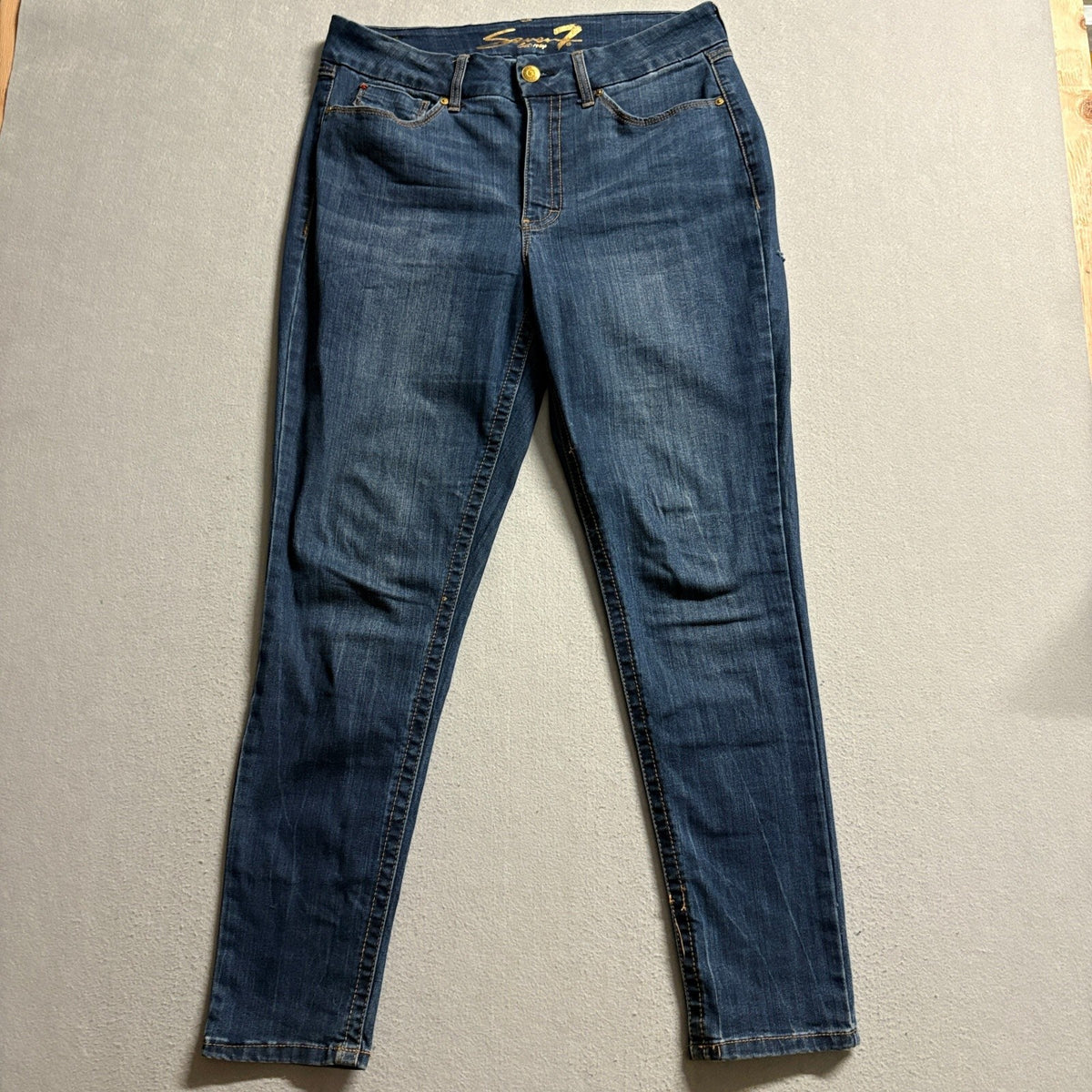 Seven 7 Tummyless High Rise Skinny Jeans Womens Size 14 Blue Denim Stretch Pants