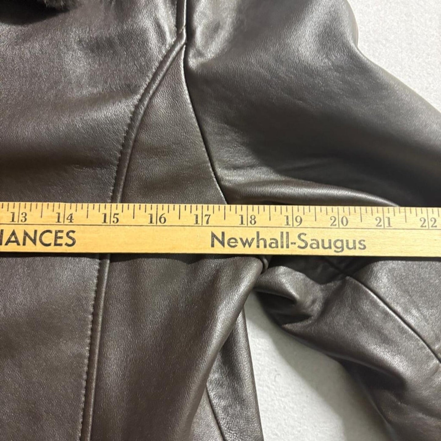 Euro Mond Brown Genuine Leather Jacket Womens XL Faux Fur Collar Full Zip Lined