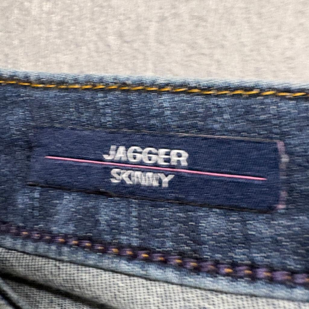 Vigoss Jagger Skinny Jeans Womens 30 Classic Fit Blue Denim Fringed Step Hem