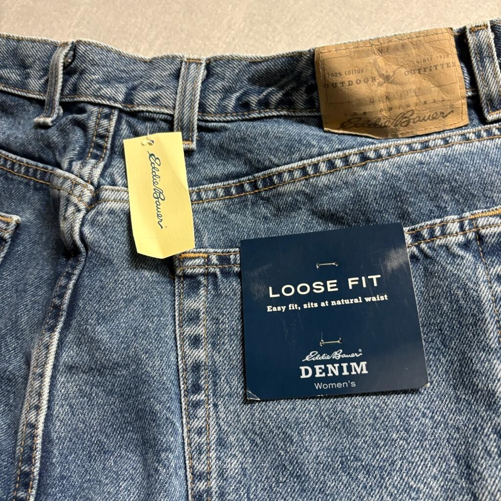 Eddie Bauer Vintage Loose Fit Jeans Womens 18 Regular Blue Denim High Rise NWT