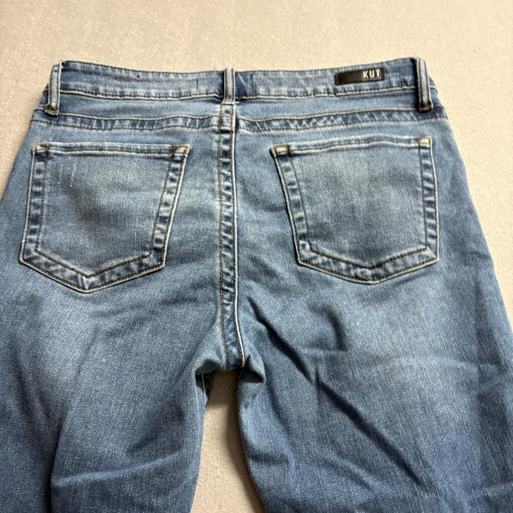 Kut from the Kloth Stevie Straight Leg Jeans Womens 6 Blue High Rise Distressed