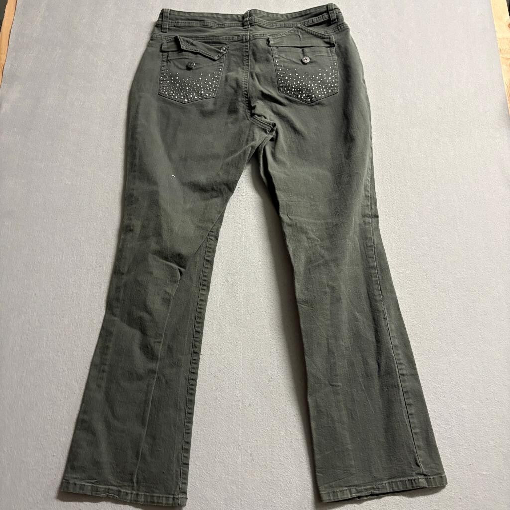 Style & Co Denim Womens 14 Green Bootcut Jeans Studded Flap Pocket Stretch