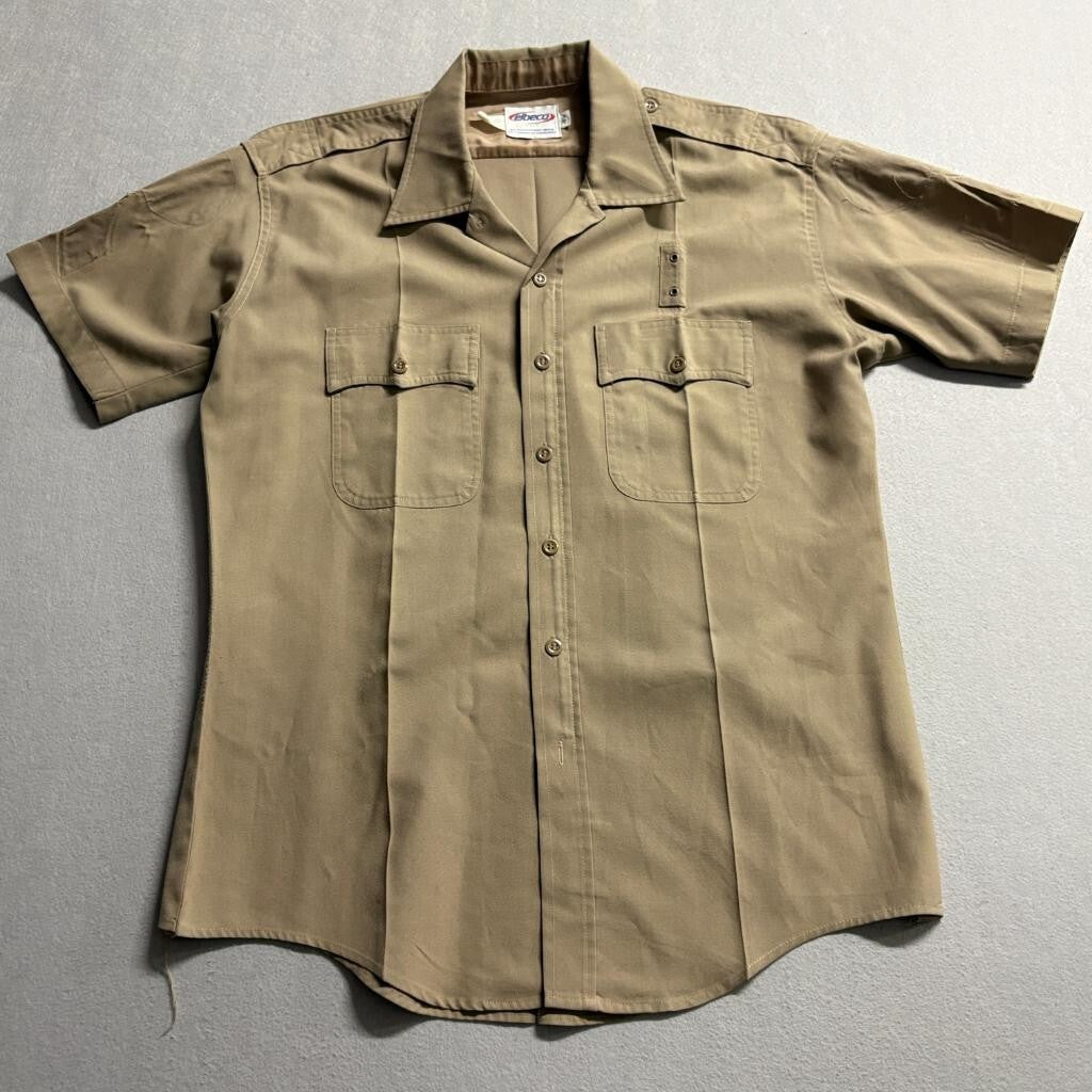 Elbeco Mens 18.5 Tan Short Sleeve Police Sheriff Uniform Shirt LASD Spec