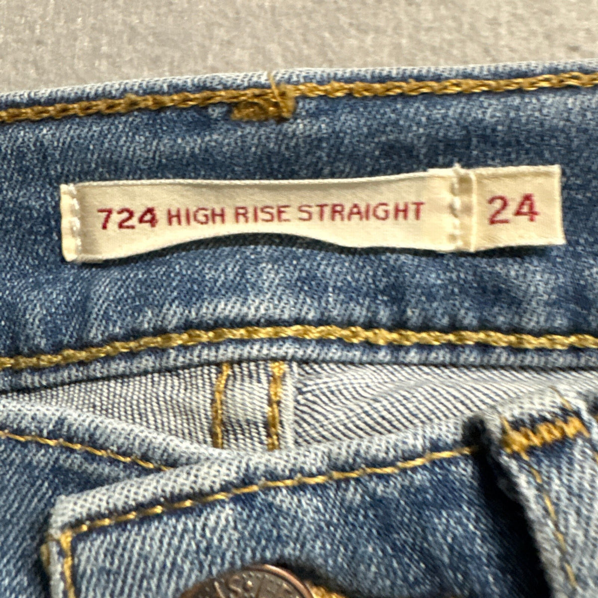 Levi's Premium 724 High Rise Straight Jeans Womens 24 Distressed Raw Cut Hem