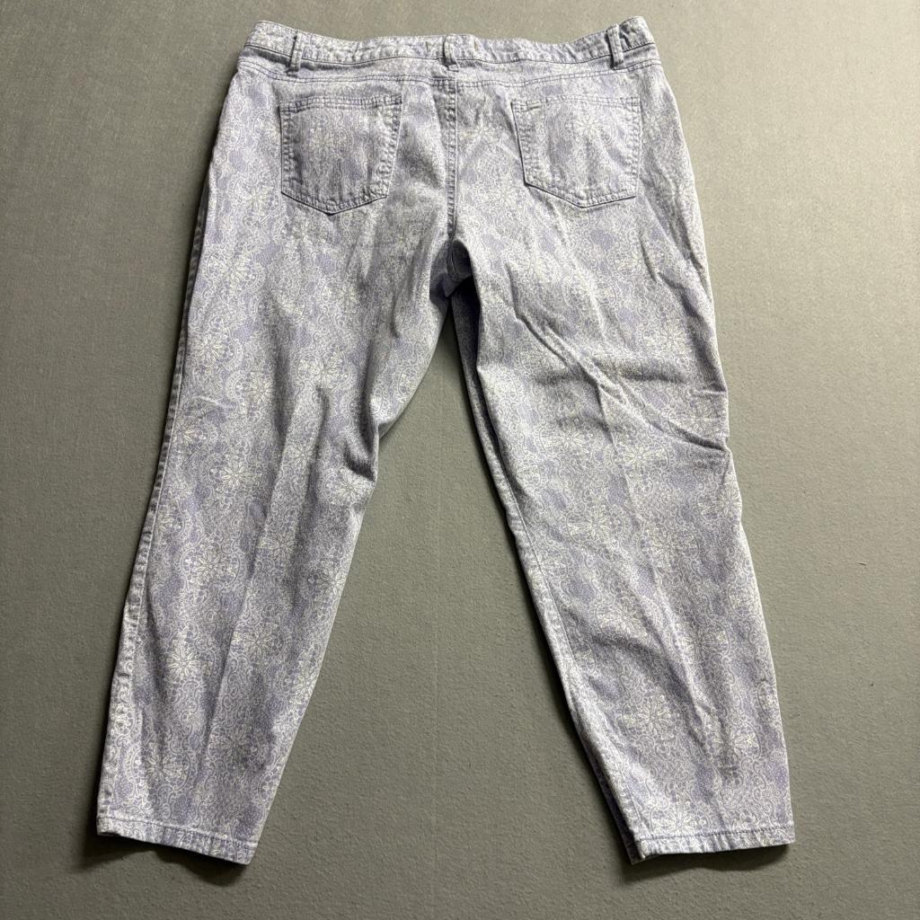 Nine West Vintage America Skinny Jeans Womens 16 Purple Paisley Matchstick Crop