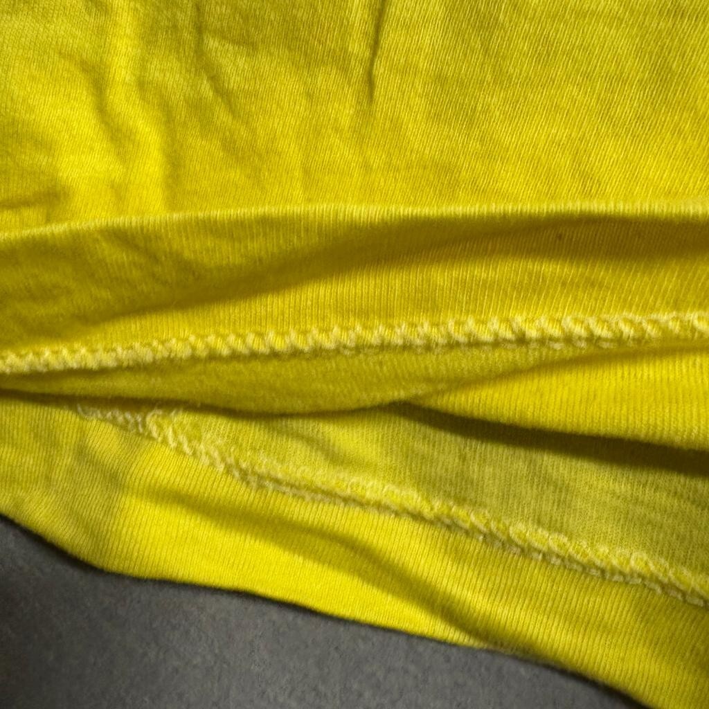 Vintage Fruit of the Loom Pocket T-Shirt Mens XL Yellow Blank Single Stitch USA