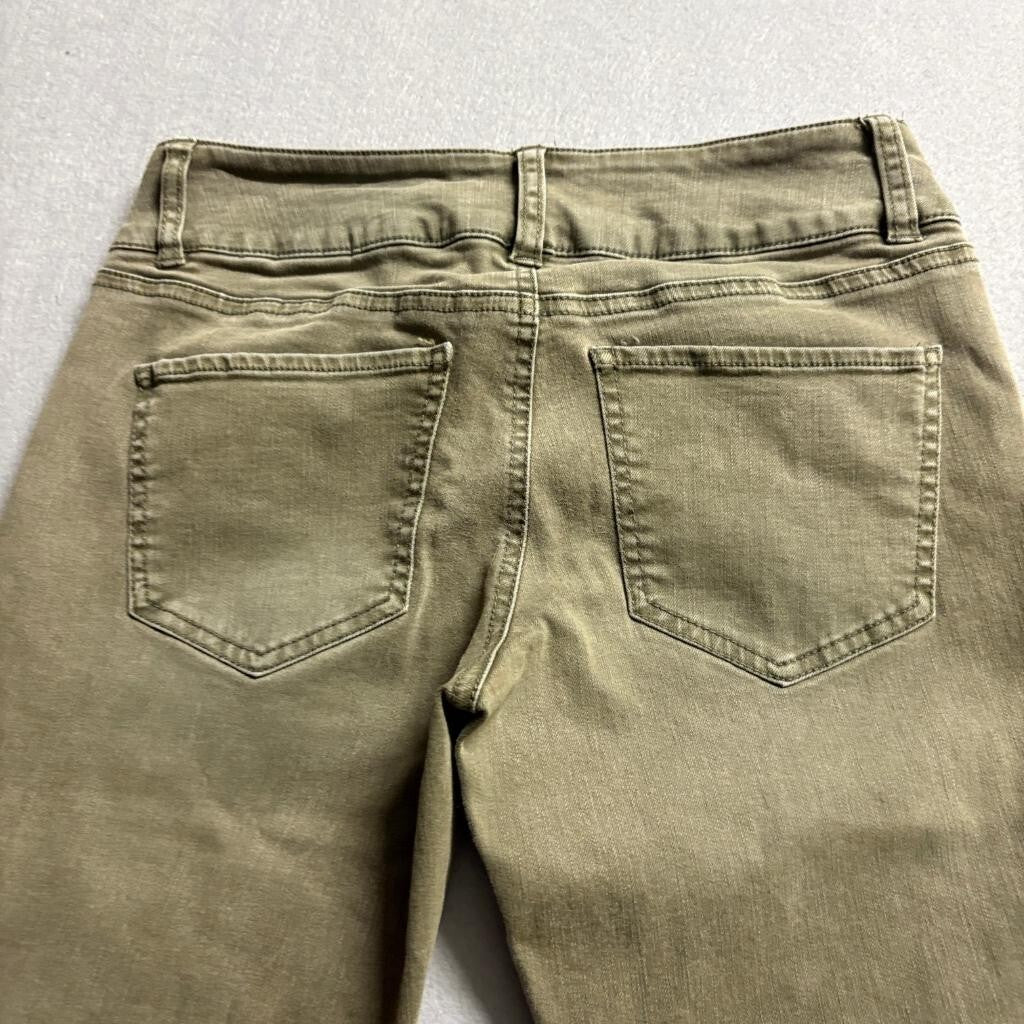 Refuge Olive Green Distressed Skinny Jeans Womens Size 2 Raw Hem Cropped Stretch