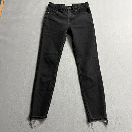 Everlane High Rise Skinny Jeans Womens 26 Black Denim Raw Hem Stretch