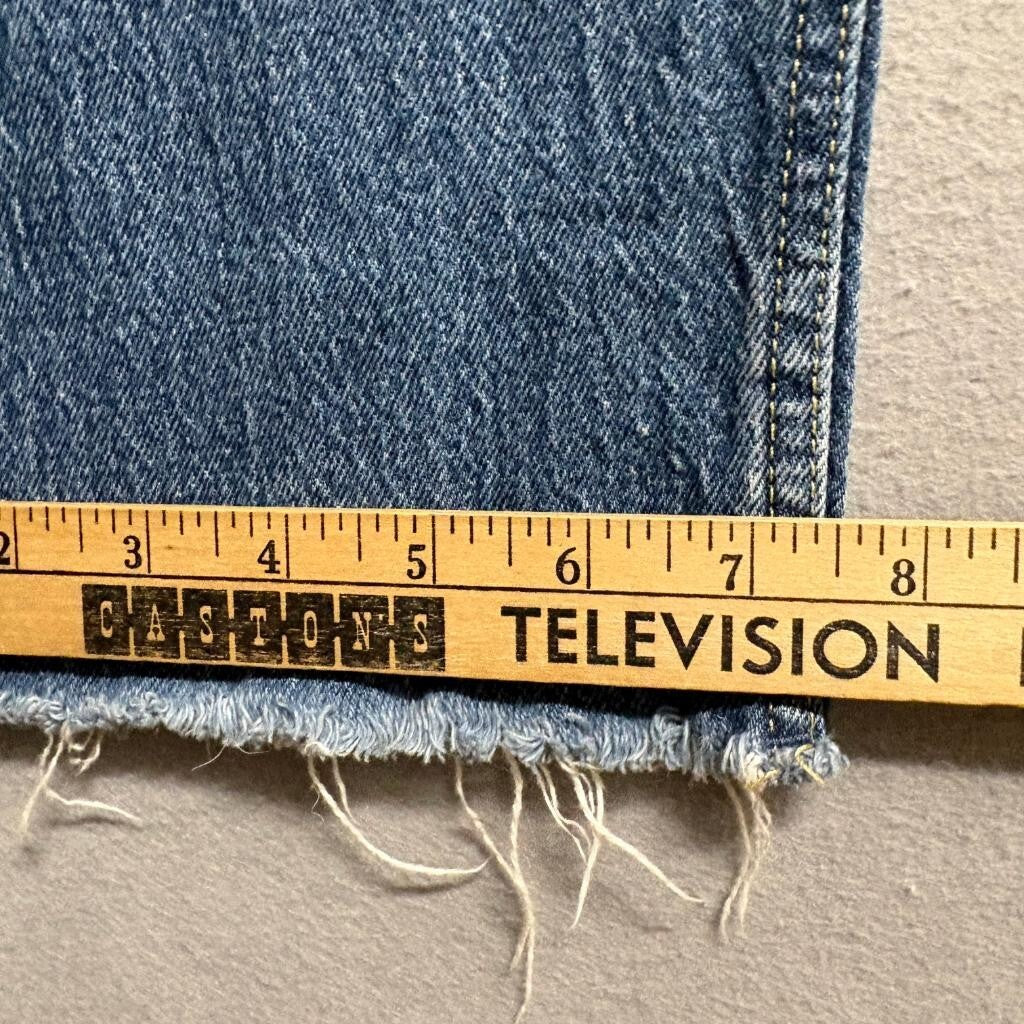 Free Assembly Distressed Straight Leg Jeans Womens Size 10 Blue Denim Raw Hem