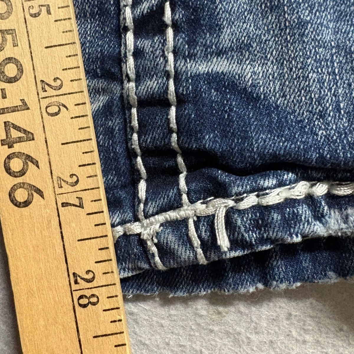 Answer Me Bootcut Jeans Womens 3/30 Blue Denim Thick Stitch Rhinestone Cross Y2K