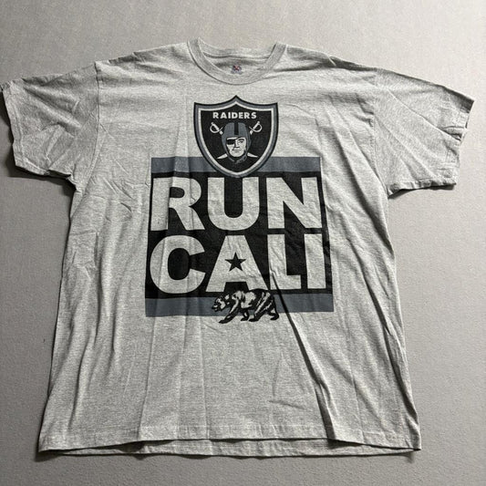 Oakland Raiders Run Cali Shirt Mens 2XL Gray Fruit of the Loom Lofteez T-Shirt
