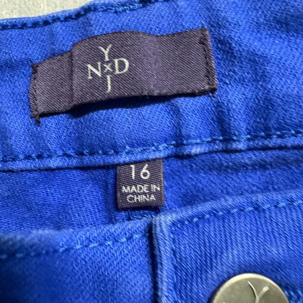 NYDJ Womens Pants Size 16 Blue Cotton Blend Stretch Cropped Straight Leg