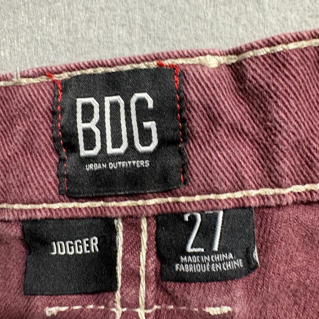 BDG Urban Outfitters Cargo Jogger Pants Womens 27 Burgundy Maroon Contrast