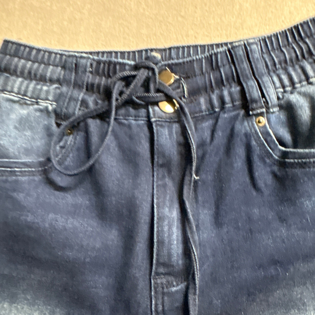 PSA Denim Jogger Jeans Womens Medium Blue Elastic Drawstring Waist Stretch