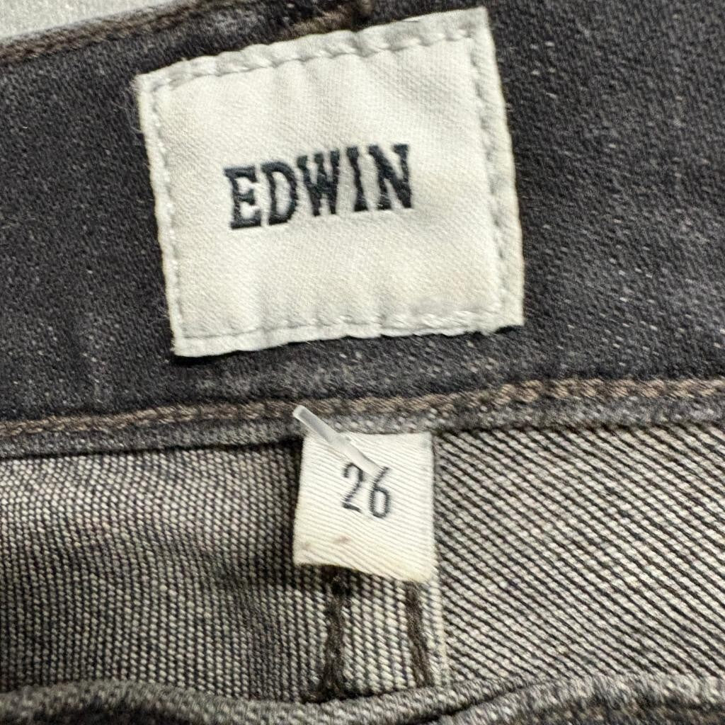 Edwin Pixie 9 Inch Mid Rise Skinny Jeans Womens Size 26 Gray Stretch Denim