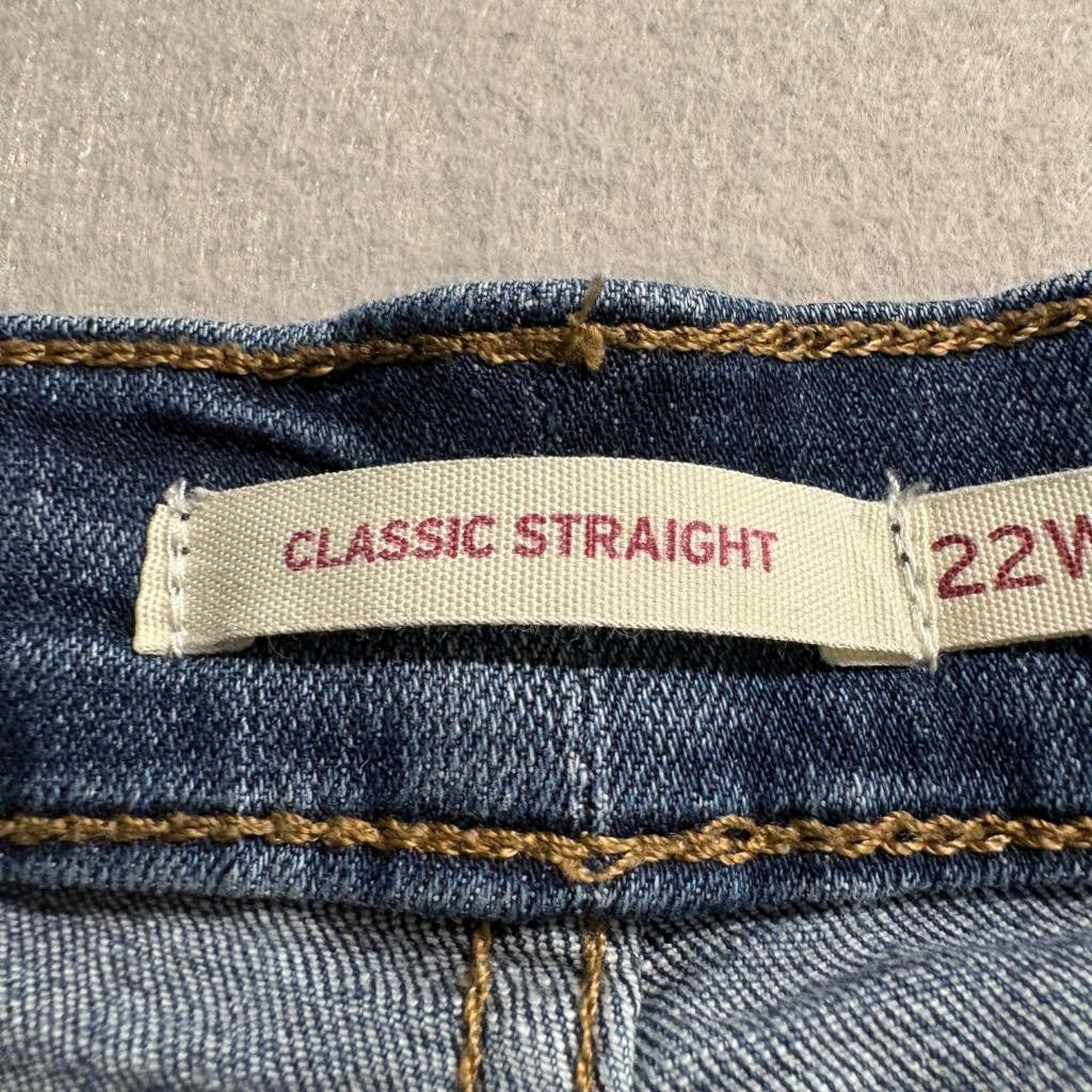 Levi's Classic Straight Jeans Womens 22W S Blue Denim Stretch Plus Size 22 Short