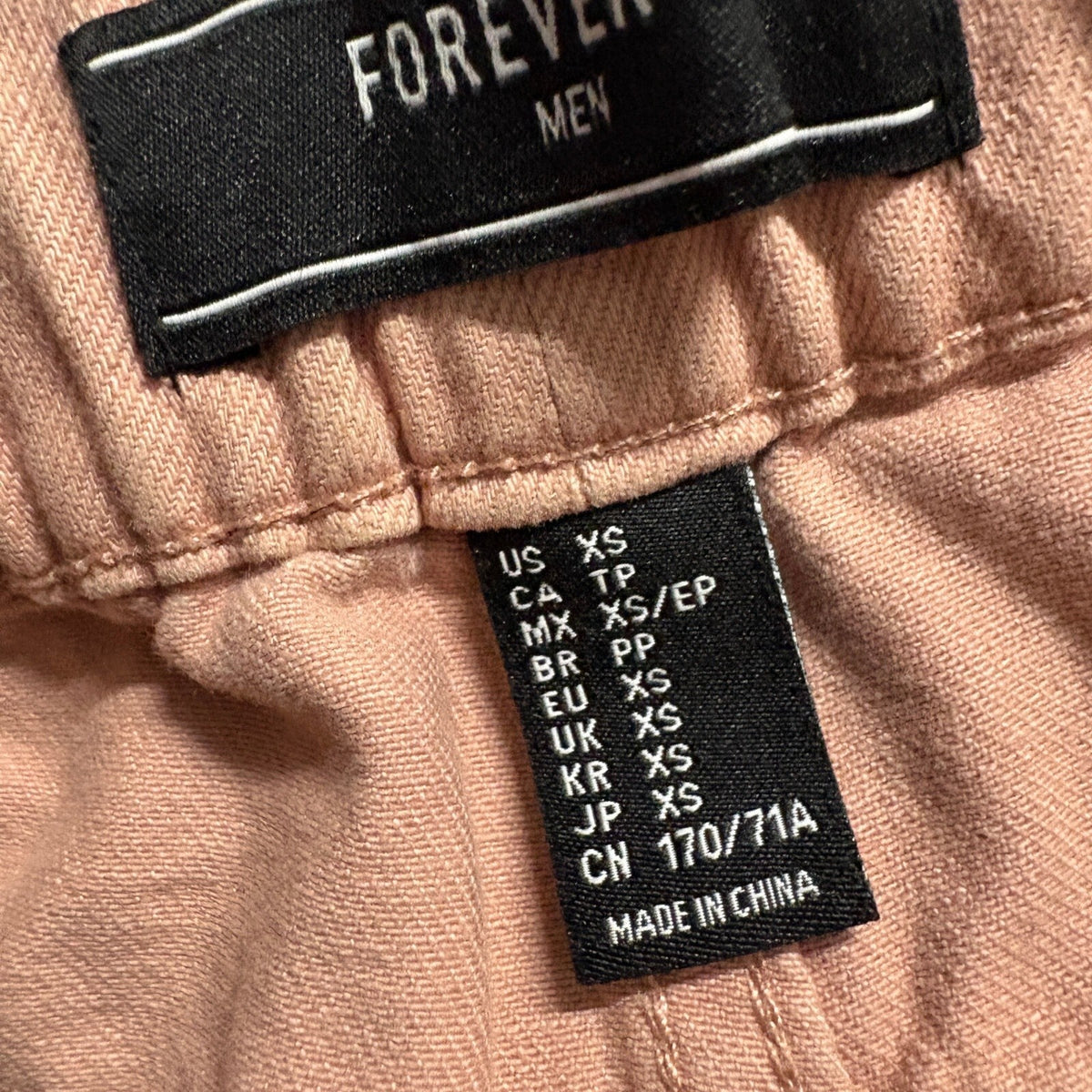 Forever 21 Men Distressed Jogger Pants XS Pink Cotton Drawstring Elastic Waist