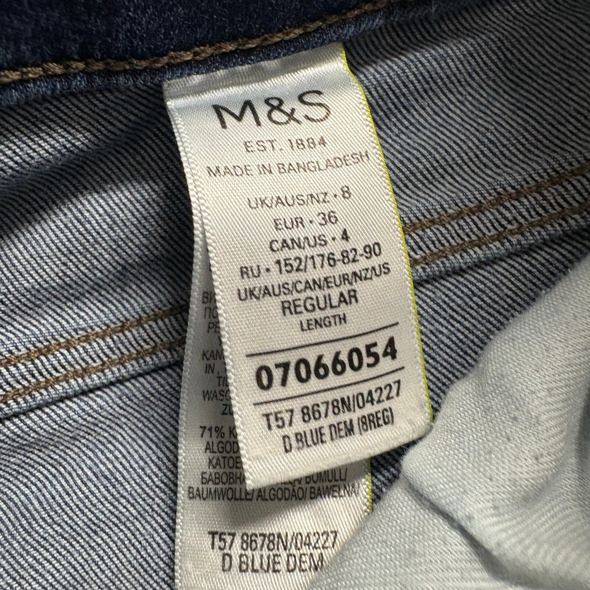 M&S Marks & Spencer The Sophia Straight Jeans Womens US 4 Blue Denim Stretch