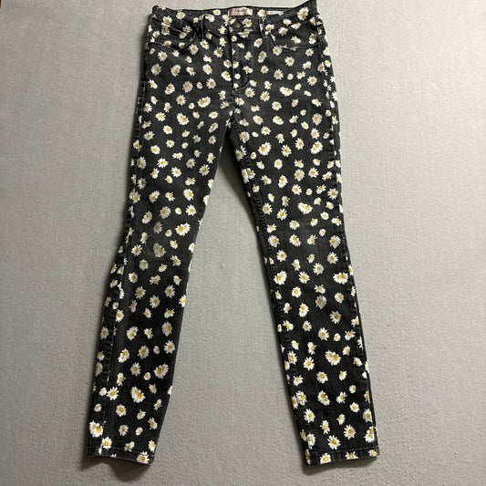 GUESS Jeans Womens 31 Daisy Floral Print 1981 Power Skinny Black Wash Denim