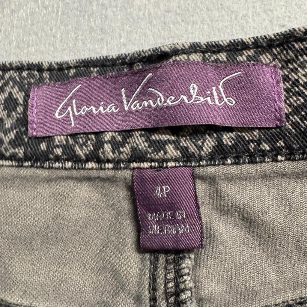Gloria Vanderbilt Amanda Jeans Womens 4P Gray Patterned Raw Hem High Rise Crop