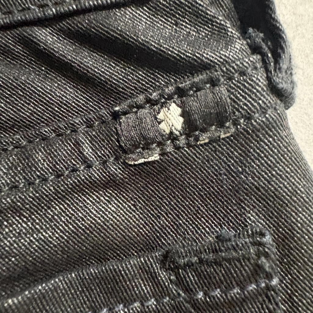 Lucky Brand Charlie Super Skinny Jeans Womens 2/26 Black Coated Waxed Denim