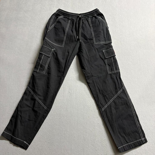 Dickies Girl Cargo Pants Womens XS Black Contrast Stitch Drawstring Utility Y2K