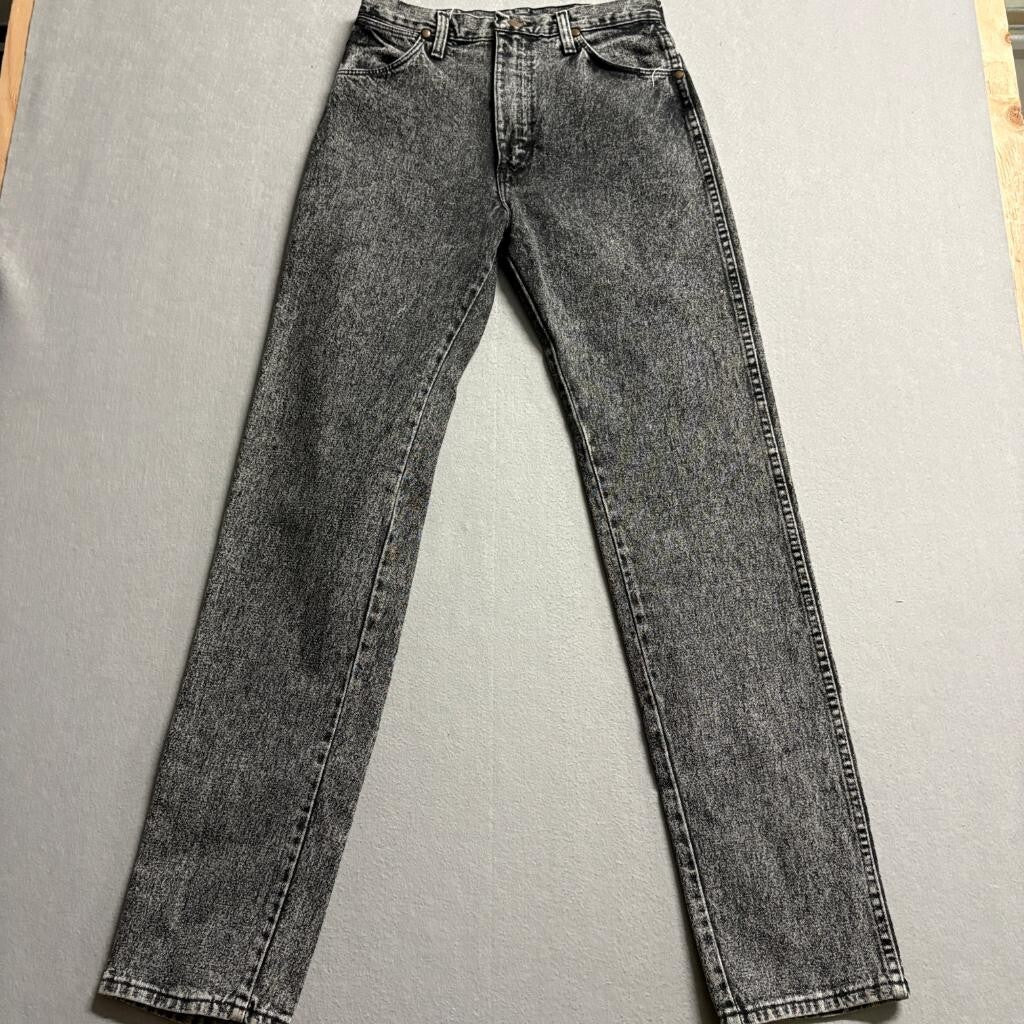 Vintage Wrangler 14MWZBF Acid Wash Jeans Womens Size 9x34 Gray Denim Made in USA