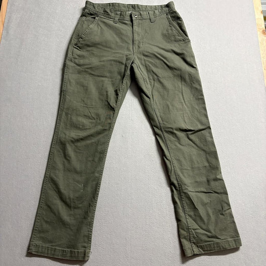 Eddie Bauer Canvas Utility Pants Mens 32x32 Green Cotton Blend Workwear