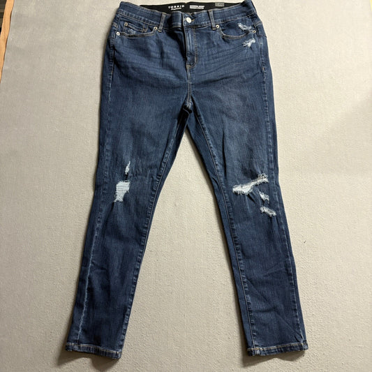 Torrid Bombshell Skinny Jeans Womens 14R Blue Distressed Premium Stretch High
