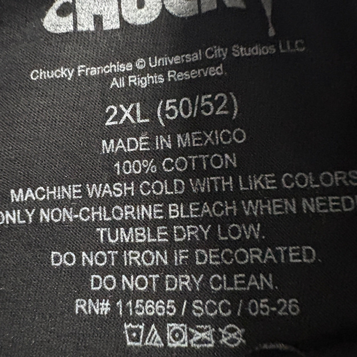 Chucky Child's Play Horror Movie Graphic T-Shirt Mens 2XL Black Days of the Week
