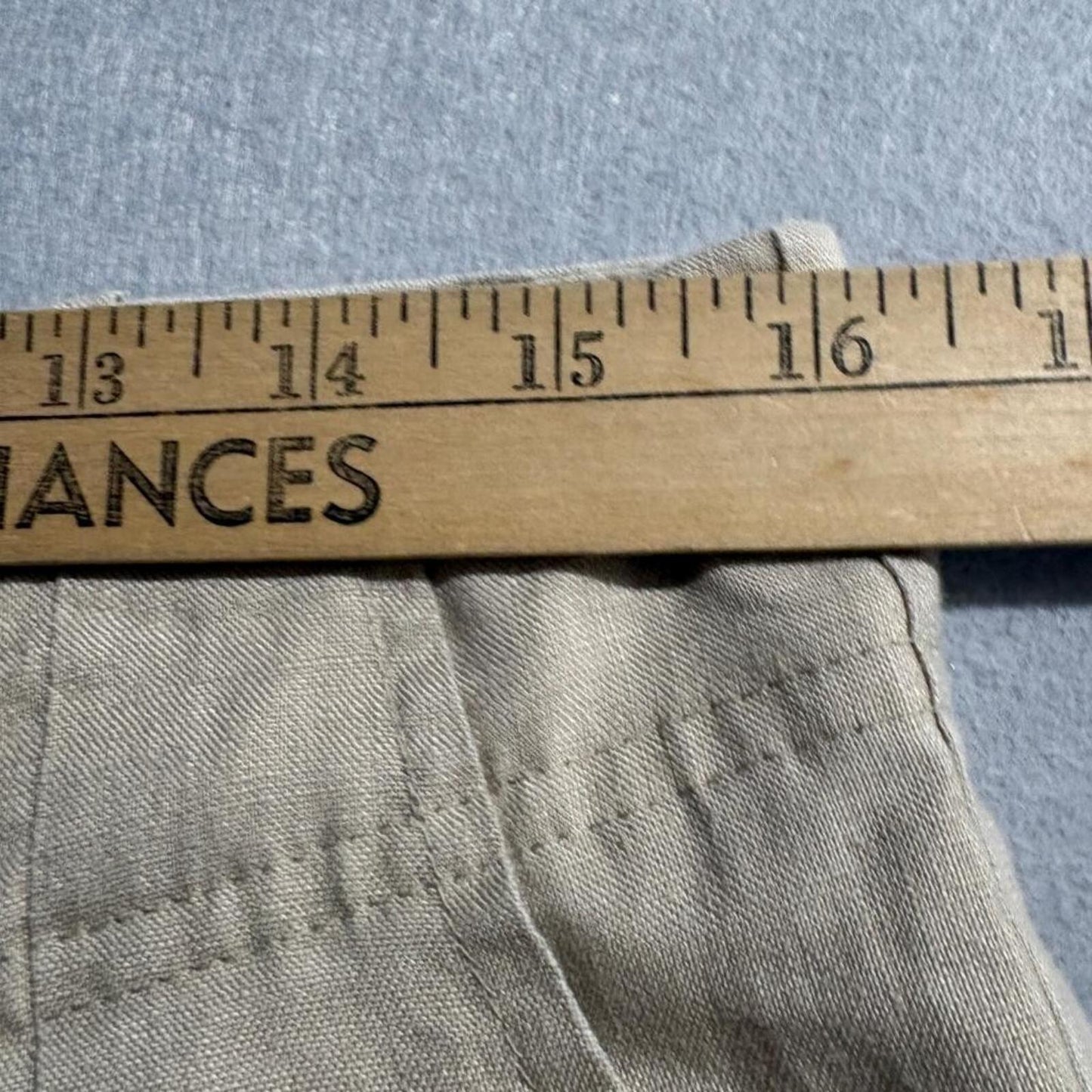 Unit USA Women's Beige 100% Linen Wide Leg Pants Size Large Flat Front Casual