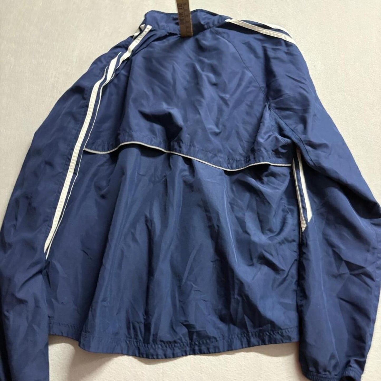 Adidas Windbreaker Jacket Mens XL Navy Blue 3 Stripe Full Zip Mesh Lined