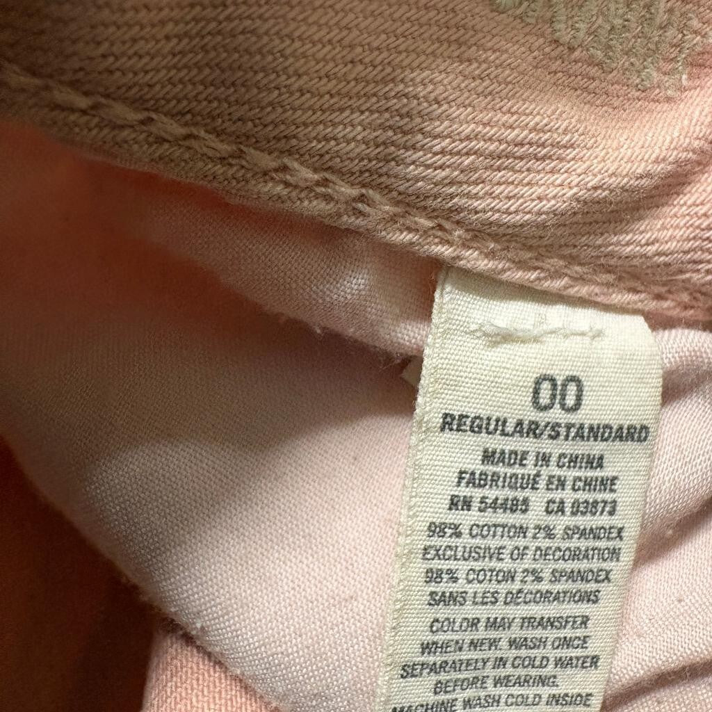 American Eagle Stretch Skinny Jeans Womens 00 Pink Peach Denim Low Rise
