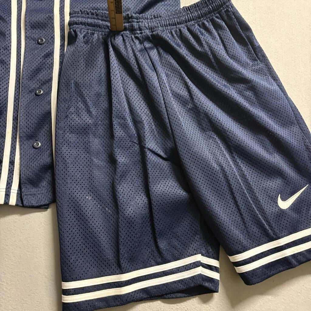 Vintage Nike Mesh Baseball Jersey and Shorts Set Mens Large Blue Made in USA