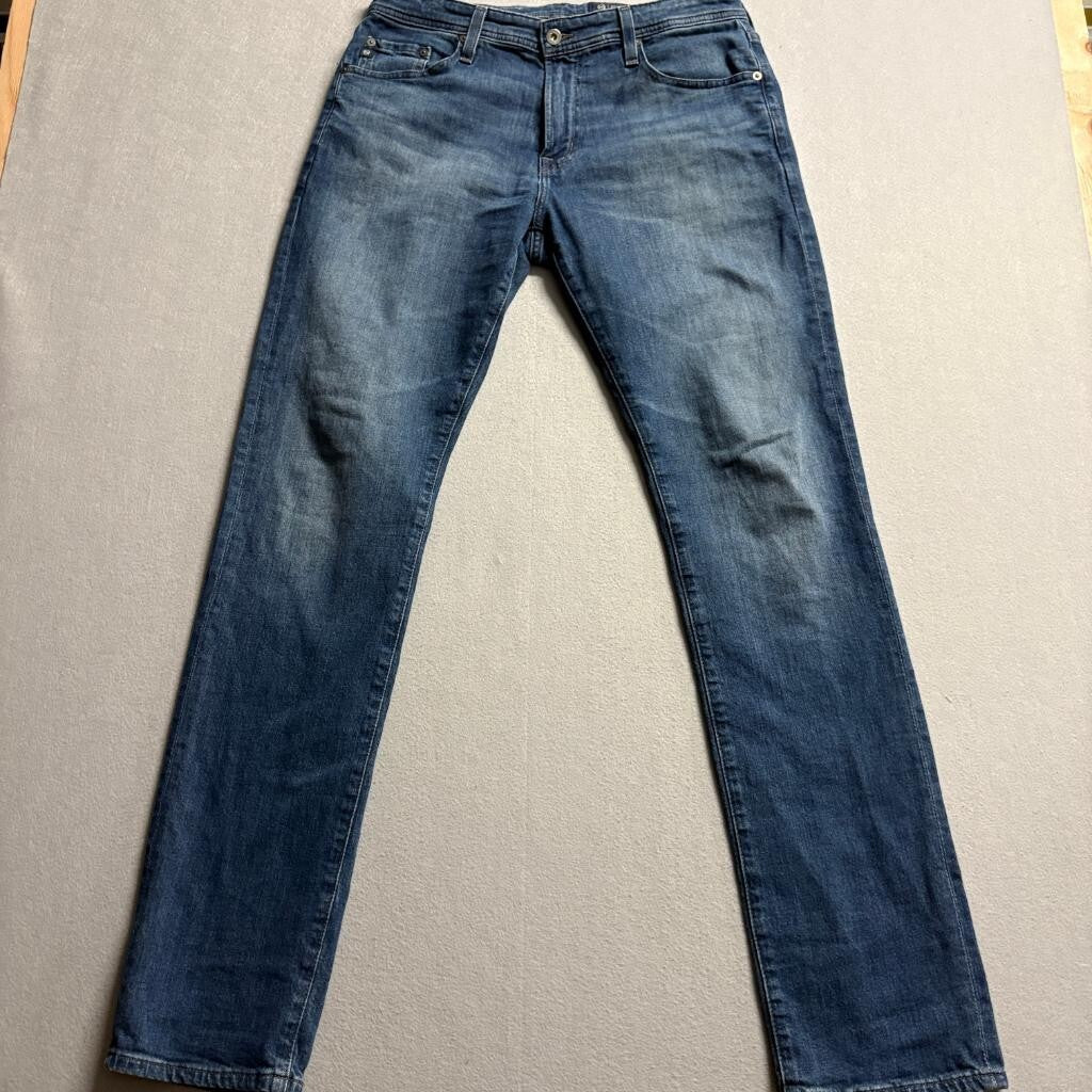 AG Adriano Goldschmied Everett Slim Straight Jeans Mens 33x34 Blue Italian