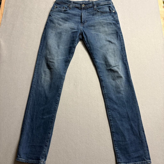 AG Adriano Goldschmied Everett Slim Straight Jeans Mens 33x34 Blue Italian