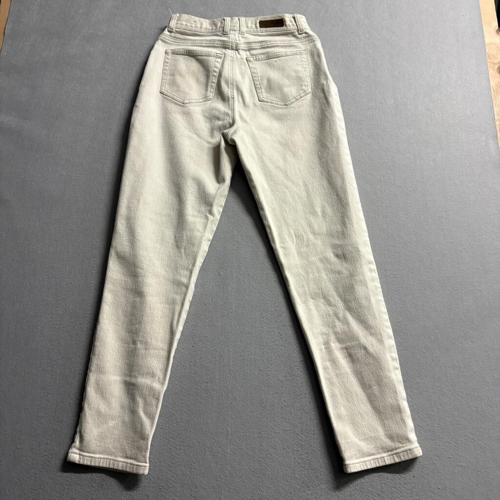Gloria Vanderbilt Stretch Jeans Womens 10 Petite Beige Denim High Rise Straight