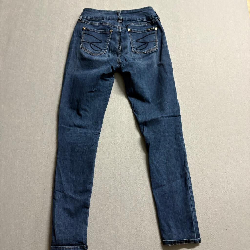 Seven7 Tummyless Skinny Jeans Womens Size 4 Blue Denim Stretch Mid Rise Inseam