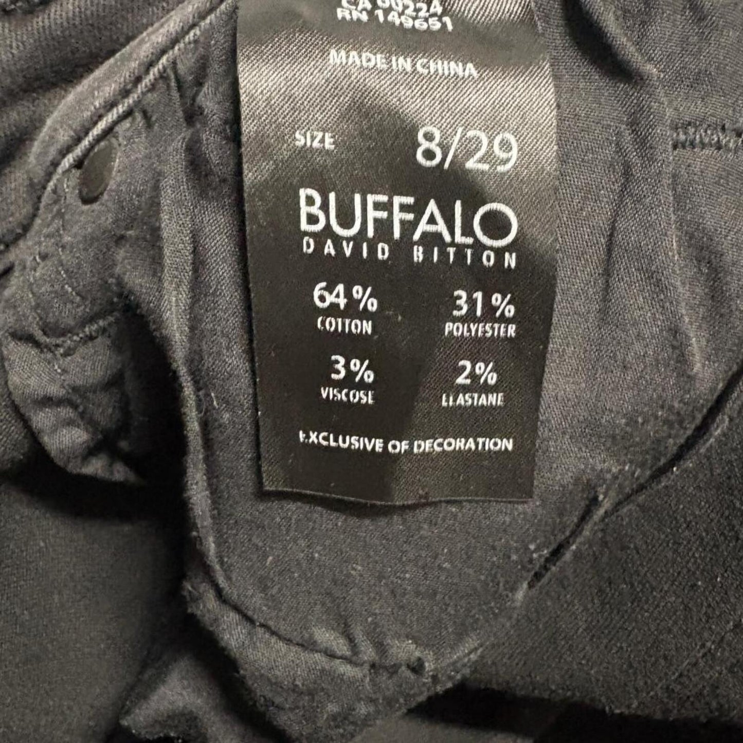 Buffalo David Bitton Jess Jeans Womens 8/29 Black Rip & Repair Mid-Rise Skinny