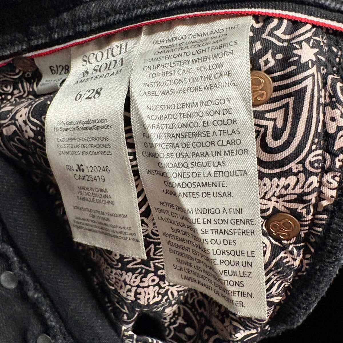 Scotch and Soda The Current Actuel Jeans Womens 6/28 Black High Rise Straight