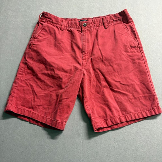 Nautica Chino Shorts Mens 36W Red 100% Cotton Twill Flat Front Casual