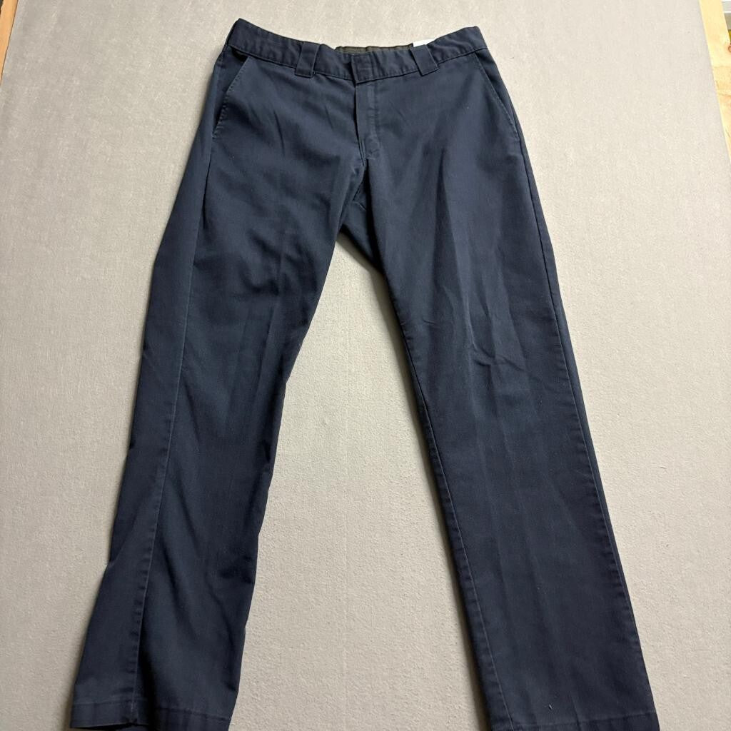 Dickies Flex Mens 34x32 Navy Blue Work Pants Flat Front Chino WP150DN