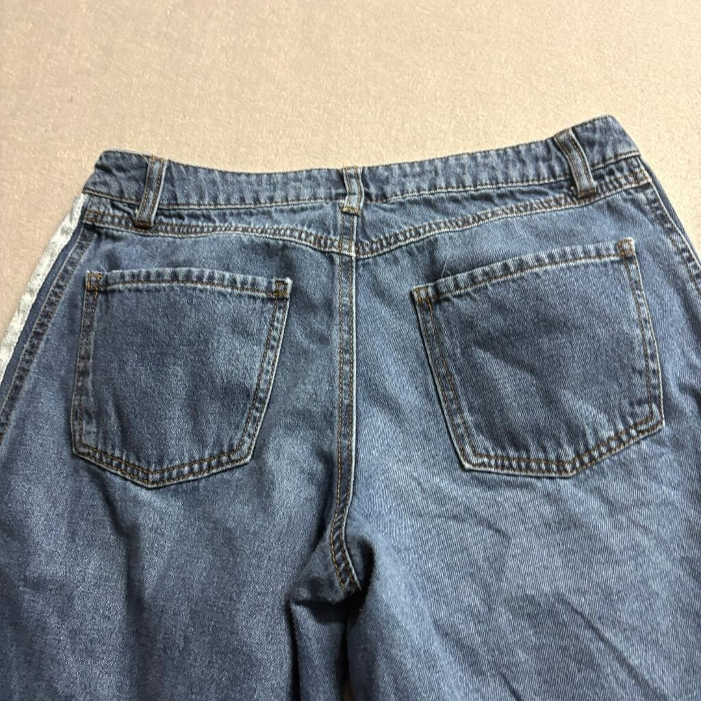 Rewash Side Stripe Wide Leg Jeans Womens Size 5 Blue Denim Distressed 100%