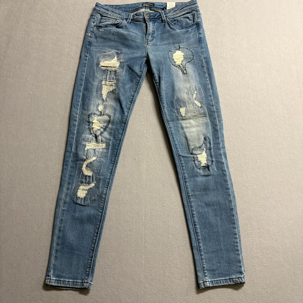 ONLY Essential Repair LW Super Skinny Denim Jeans Womens Size 28 Distressed Blue