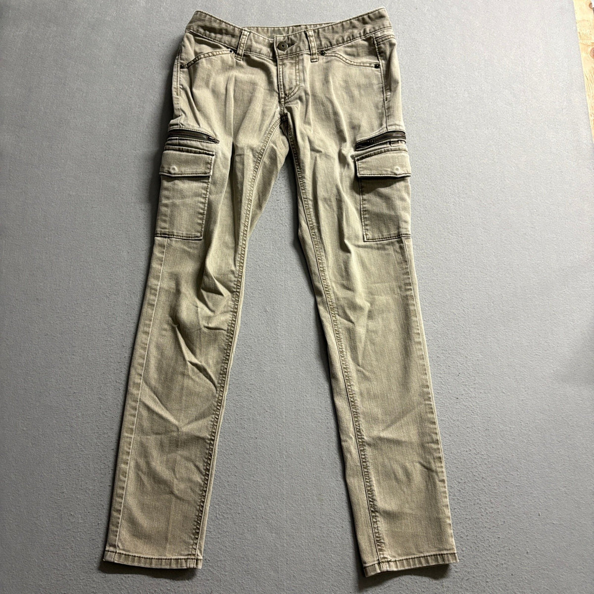 Rue21 Womens Cargo Pants Size 4 Tan Beige Stretch Skinny Leg Utility Low Rise