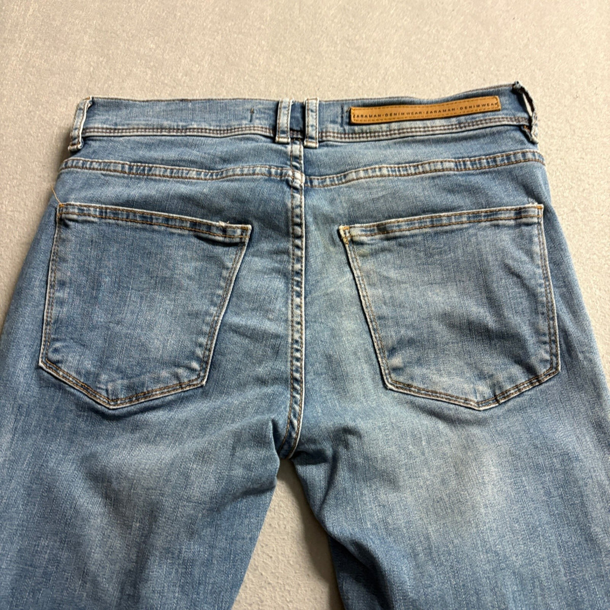 Zara Man Denim Wear Slim Fit Jeans Mens Size 31 Blue Light Wash Stretch Casual