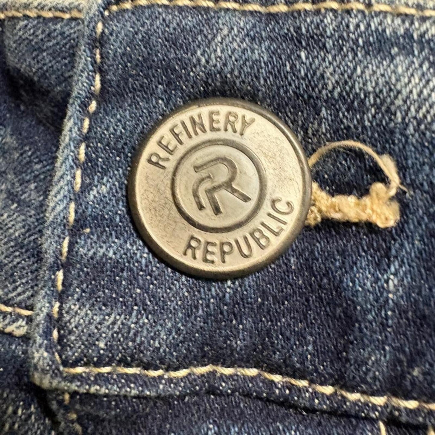 Refinery Republic Moto Jeans Mens 46 Blue Distressed Paint Splatter Biker Denim