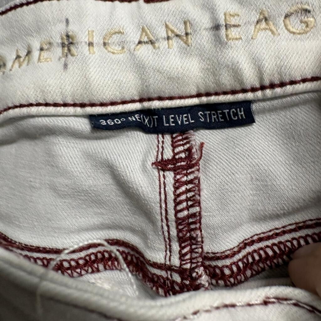 American Eagle Next Level Stretch Skinny Jeans Womens 00 Regular White Red