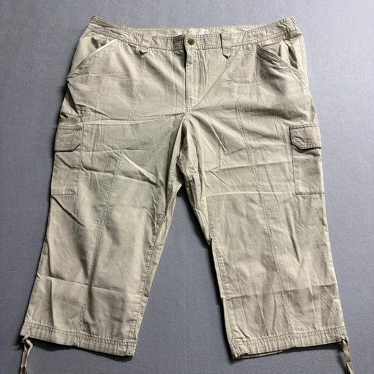 Eddie Bauer Ripstop Cargo Capri Pants Womens 24W Beige Tan Outdoor Crop Hiking