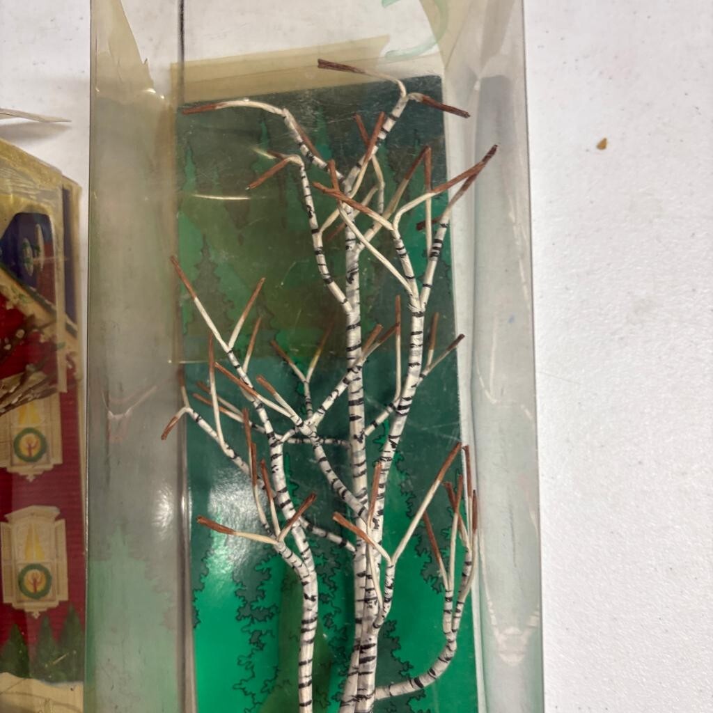 Department 56 Village Winter Birch Tree and Frosted Bare Branch Tree Lot of